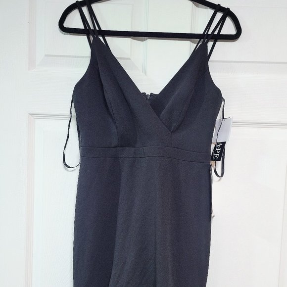 XSCAPE High-Low Ruffled V-Neck Flounce Dress Gown/ - Picture 4 of 11